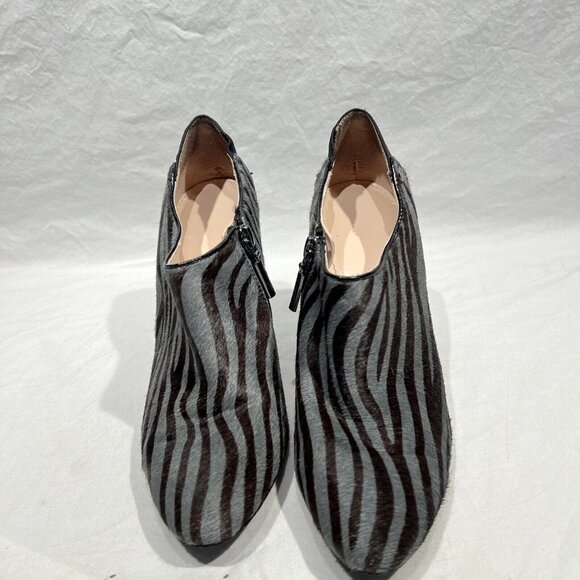 Calvin Klein Shoes - CALVIN‎ KLEIN Jordan Zebra Hair Calf-Black/Gray Booties Side Zip-Sz 7 note pic